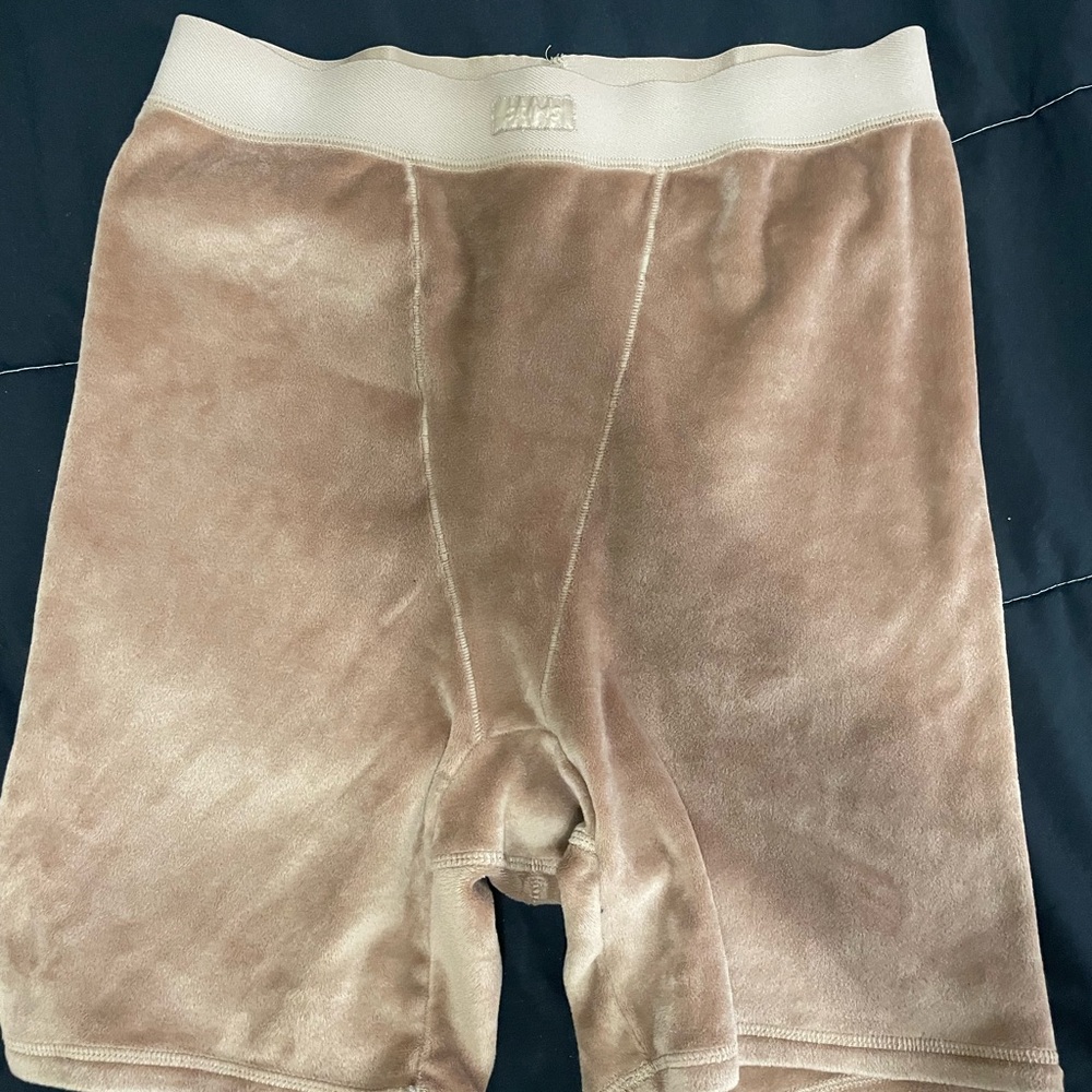 SKIMS Beige Velvet Lounge Shorts